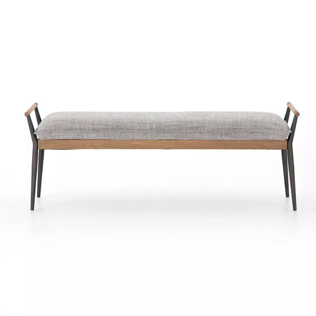 Four Hands Charlotte Bench ~ Thames Raven Cushioned Performance Fabric Seat