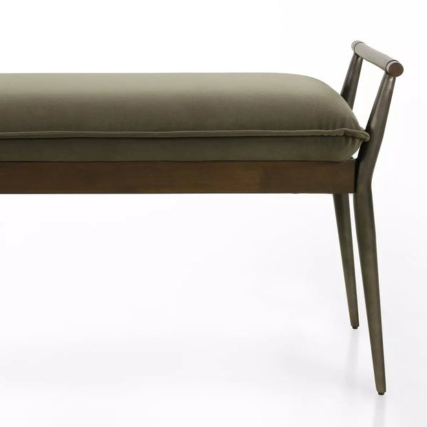 Four Hands Charlotte Bench ~ Modern Velvet Loden Cushioned Fabric Seat