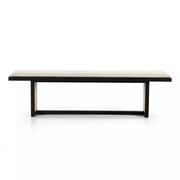 Four Hands Clarita Dining Bench ~ Black Mango With Thames Cream Performance Fabric Cushioned Seat