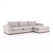 Four Hands Colt 2-Piece Right Chaise Sectional ~ Aldred Silver Upholstered Performance Fabric With Plinth Base
