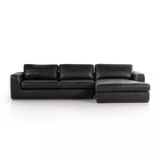 Four Hands Colt 2-Piece Right Chaise Sectional ~ Heirloom Black Upholstered Leather With Plinth Base