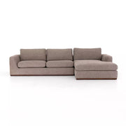 Four Hands Colt 2-Piece Right Chaise Sectional ~ Gaston Pewter Upholstered Performance Fabric With Plinth Base