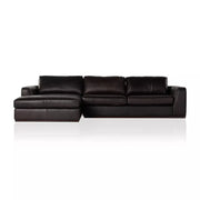 Four Hands Colt 2-Piece Left Chaise Sectional ~ Heirloom Cigar Upholstered Leather With Plinth Base