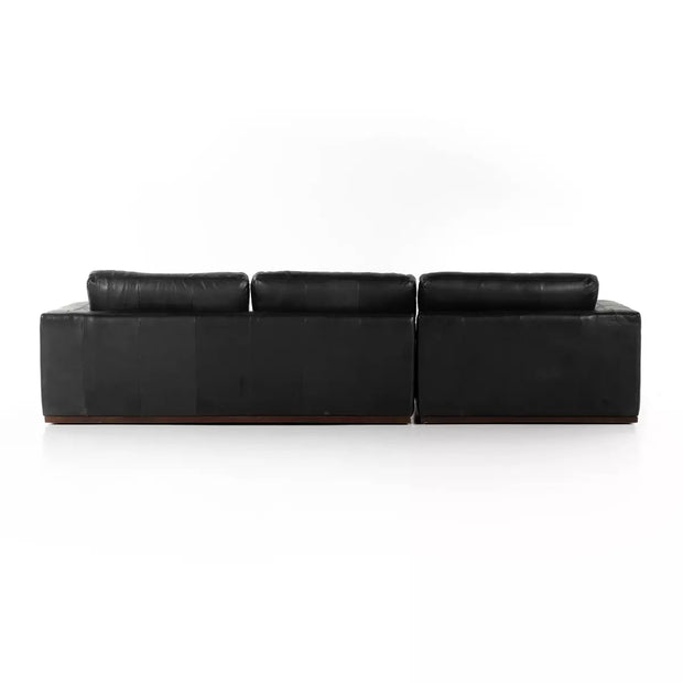 Four Hands Colt 2-Piece Left Chaise Sectional ~ Heirloom Black Upholstered Leather With Plinth Base