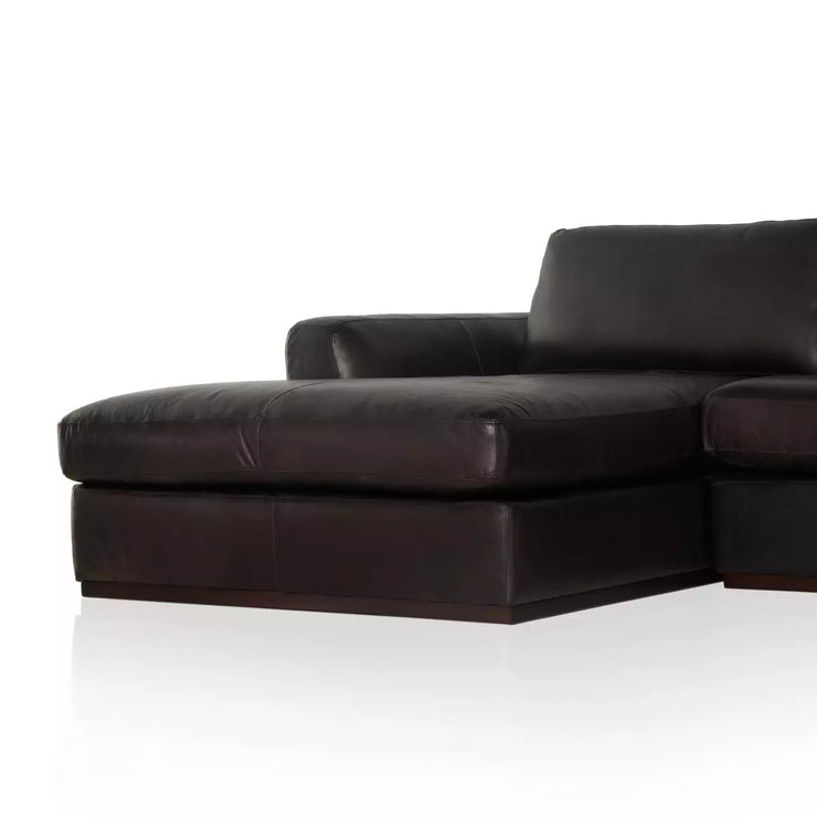 Four Hands Colt 2-Piece Left Chaise Sectional ~ Heirloom Cigar Upholstered Leather With Plinth Base