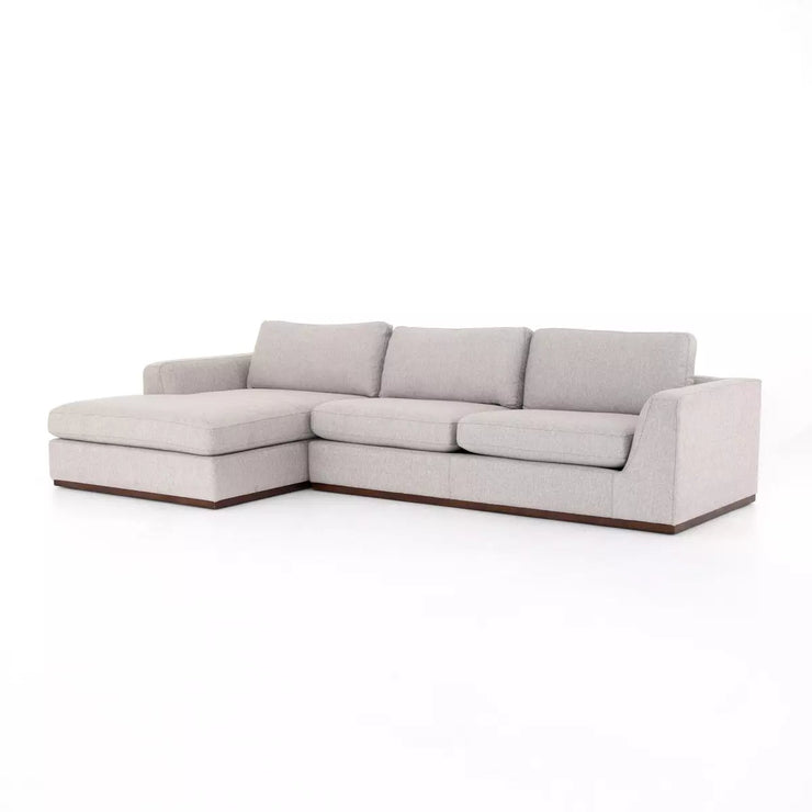 Four Hands Colt 2-Piece Left Chaise Sectional ~ Aldred Silver Upholstered Performance Fabric With Plinth Base