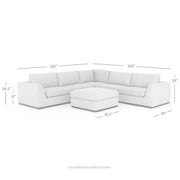 Four Hands Colt 3-Piece Sectional and Ottoman ~ Heirloom Black Upholstered Leather With Plinth Base