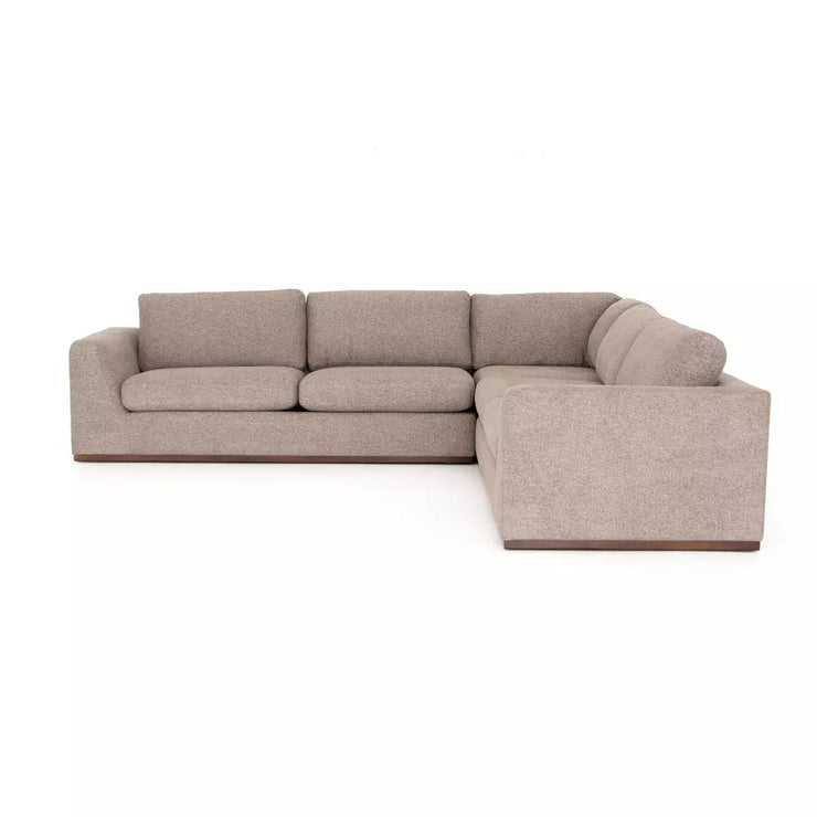 Four Hands Colt 3-Piece Sectional ~ Gaston Pewter Upholstered Performance Fabric With Plinth Base