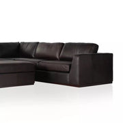 Four Hands Colt 3-Piece Sectional and Ottoman ~ Heirloom Cigar Upholstered Leather With Plinth Base