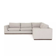 Four Hands Colt 3-Piece Sectional ~ Aldred Silver Upholstered Performance Fabric With Plinth Base