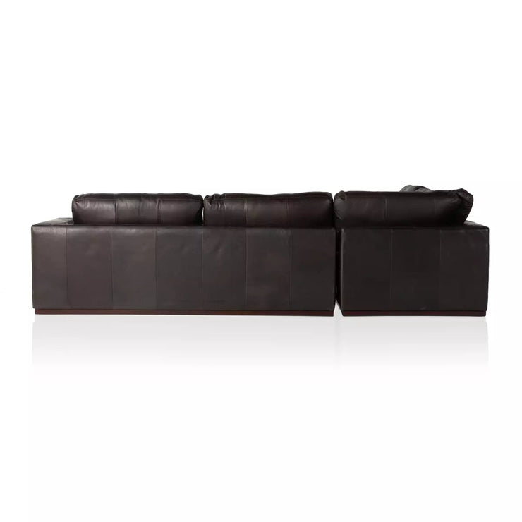 Four Hands Colt 3-Piece Sectional and Ottoman ~ Heirloom Cigar Upholstered Leather With Plinth Base