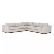 Four Hands Colt 3-Piece Sectional ~ Aldred Silver Upholstered Performance Fabric With Plinth Base