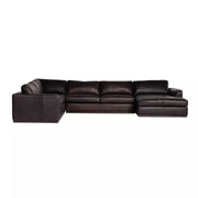 Four Hands Colt 4-Piece Right Chaise Sectional ~ Heirloom Cigar Upholstered Leather With Plinth Base