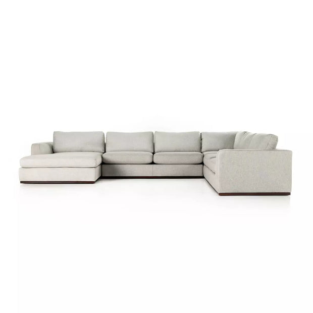 Four Hands Colt 4-Piece Left Chaise Sectional ~ Aldred Silver Upholstered Performance Fabric With Plinth Base
