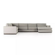 Four Hands Colt 4-Piece Right Chaise Sectional ~ Aldred Silver Upholstered Performance Fabric With Plinth Base
