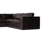 Four Hands Colt 4-Piece Left Chaise  Sectional ~ Heirloom Cigar Upholstered Leather With Plinth Base