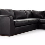 Four Hands Colt 4-Piece Right Chaise Sectional ~ Heirloom Black Upholstered Leather With Plinth Base