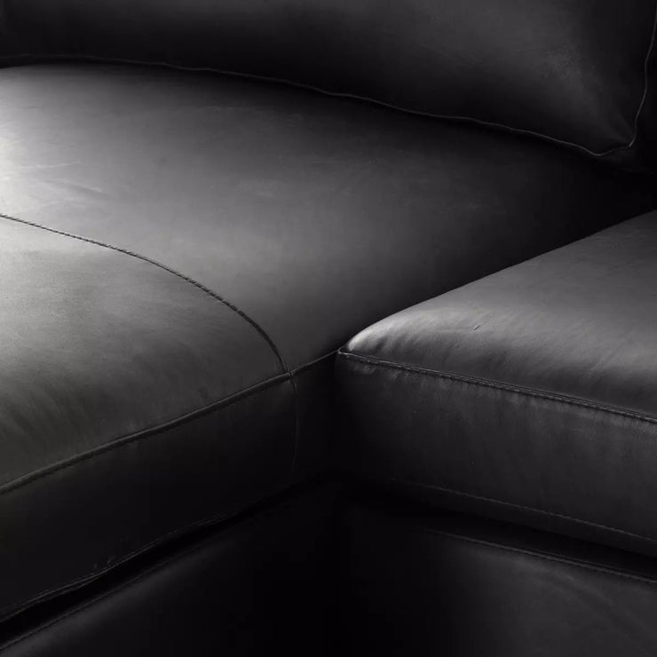 Four Hands Colt 4-Piece Left Chaise Sectional ~ Heirloom Black Upholstered Leather With Plinth Base