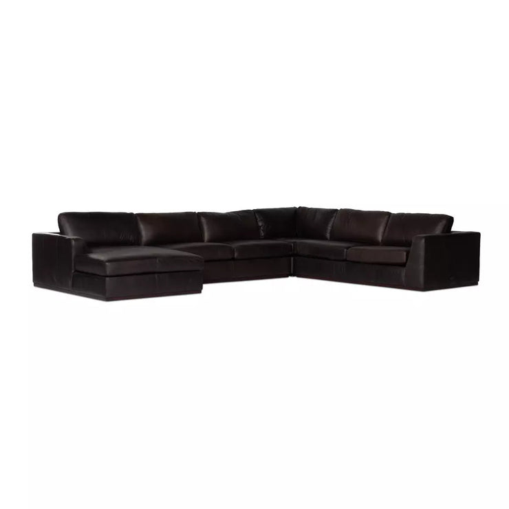 Four Hands Colt 4-Piece Left Chaise  Sectional ~ Heirloom Cigar Upholstered Leather With Plinth Base