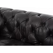 Four Hands Conrad Tufted Sofa 96" ~ Rider Black Top Grain Leather