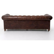 Four Hands Conrad Tufted Sofa 96" ~ Cigar Top Grain Leather