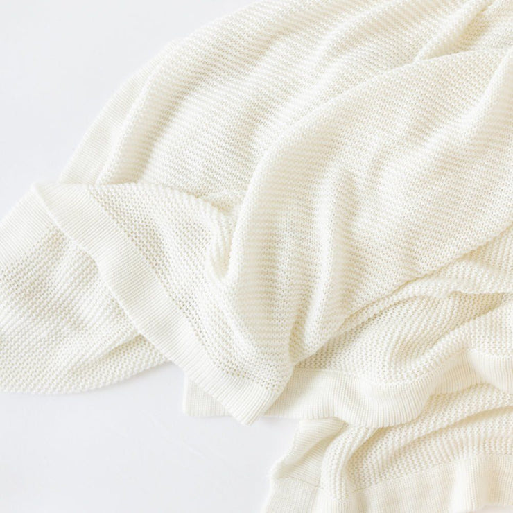 Cozy Earth Cloud Knit Baby Blanket Available in Ivory and White