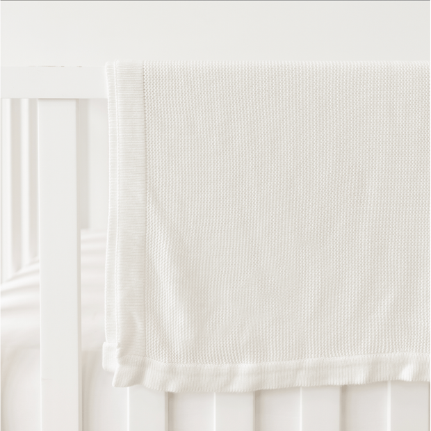 Cozy Earth Cloud Knit Baby Blanket Available in Ivory and White