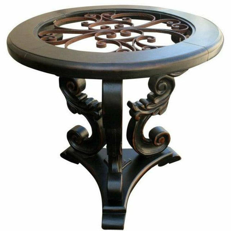 Casa Bonita Peruvian Hand-Painted Carved Wood and Hand Forged Iron Antoinette Round Entry Table