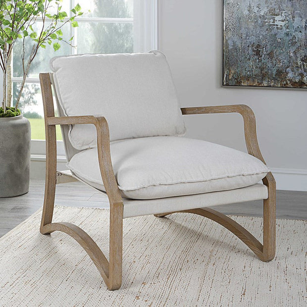 Uttermost Melora Natural Linen Sling Seat Modern Accent Chair