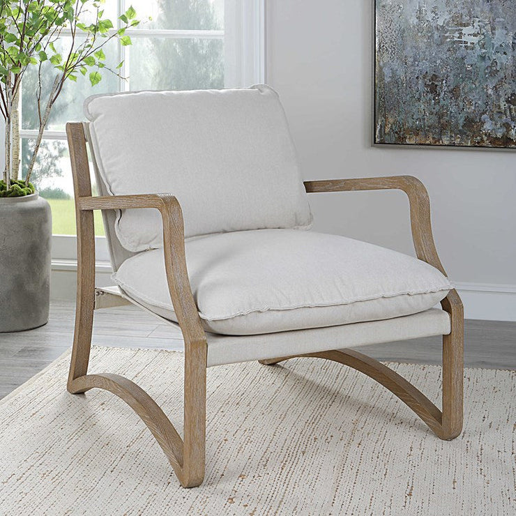 Uttermost Melora Natural Linen Sling Seat Modern Accent Chair
