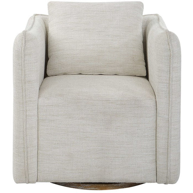 Uttermost Corben White Linen Swivel Armchair