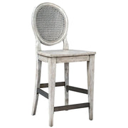 Uttermost Clarion Aged White French Counter Stool Rattan & Wood Frame