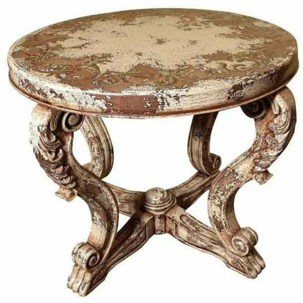 Casa Bonita Peruvian Hand-Painted Carved Wood Romagna Round Entry Table