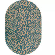 Surya Rugs Athena Collection Deep Teal & Light Brown Leopard Animal Print Area Rug ATH-5120