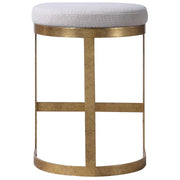 Uttermost Ivanna Off White Linen Performance Fabric Counter Stool With Antiqued Gold Iron Base