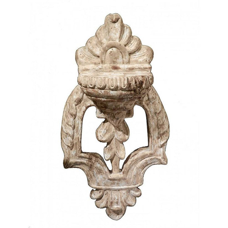 Provence Home Distressed White Antiqued Carved Wood Candle Wall Sconce