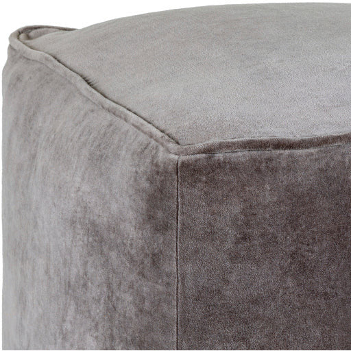 Surya Modern Gray Cotton Velvet Pouf Ottoman CVPF-022