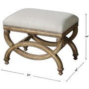 Uttermost Karline Linen Performance Fabric Seat Wood Small Bench