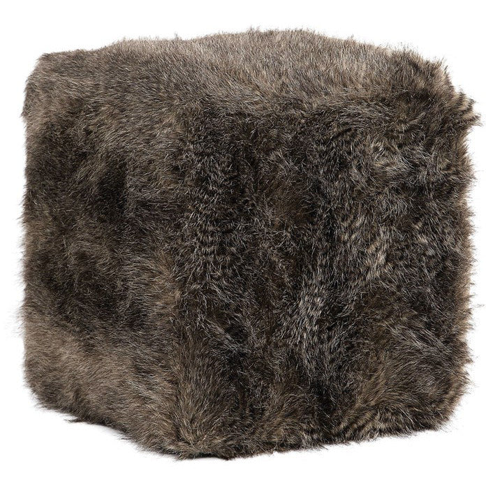 Uttermost Jayna Plush Chocolate Faux Fur  Round Ottoman