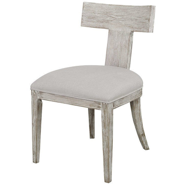 Uttermost Idris White Slubbed Performance Fabric Whitewashed Wood Modern Dining Chair