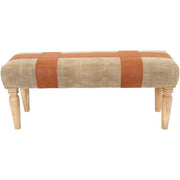 Surya Sacsha Rustic Modern Faux Leather Bench With Natural Wood Base SHC-001
