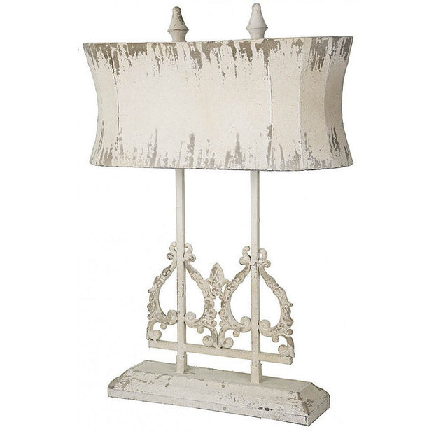 Provence Home Distressed Cream Metal Table Lamp With Distressed Metal Shade