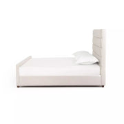 Four Hands Daphne Channeled Bed ~ Ivory Performance Fabric Upholstered King Size Bed
