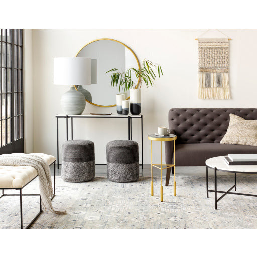 Surya Anastasia Modern White Marble Top With Black Metal Base Round Coffee Table  SIS-002