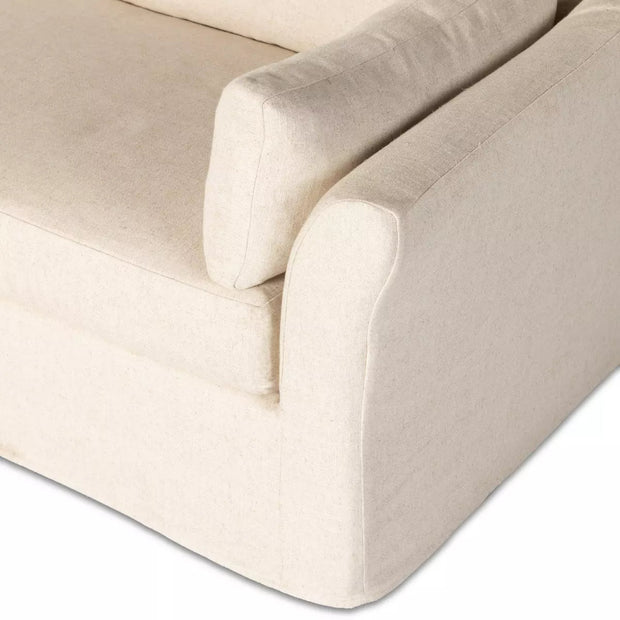 Four Hands Delray 3 Piece Slipcovered Sectional Sofa ~ Evere Creme Performance Fabric Slipcover
