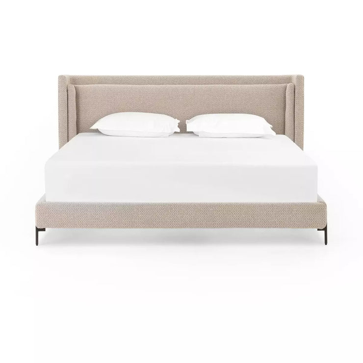 Four Hands Dobson Shelter Bed ~ Perin Oatmeal Upholstered Performance Fabric King Size Bed