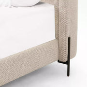 Four Hands Dobson Shelter Bed ~ Perin Oatmeal Upholstered Performance Fabric Queen Size Bed
