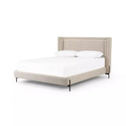 Four Hands Dobson Shelter Bed ~ Perin Oatmeal Upholstered Performance Fabric Queen Size Bed