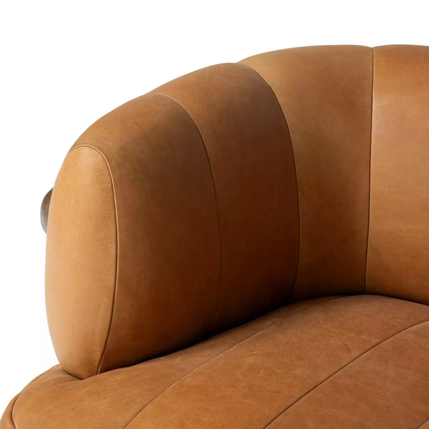 Four Hands Doss Swivel Chair ~ Palermo Cognac Channeled Top Grain Leather