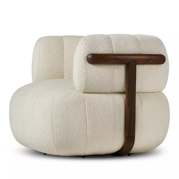 Four Hands Doss Swivel Chair ~ Altro Snow Channeled Upholstered Fabric